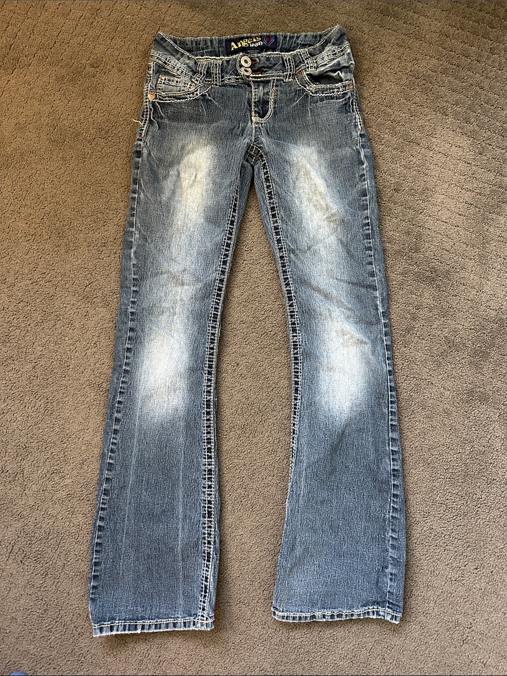 Angels Women's Faded Blue Flare Jeans